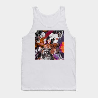 Coffee Cat n Raccoon (Red Violet) Tank Top